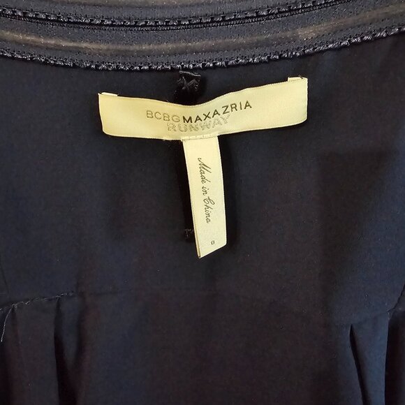 BCBGMAXAZRIA Runway Draped Navy Strapless Dress in size 0 - Picture 6 of 7